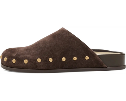 Joney Stud Mule - Dark Brown Suede