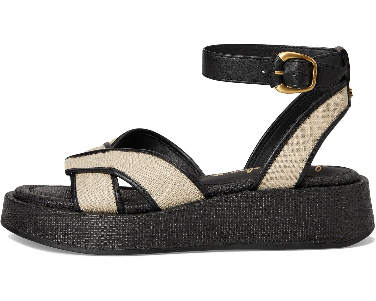 Sam Edelman Nylie Platform Ankle Strap Sandal - Natural/Black Linen