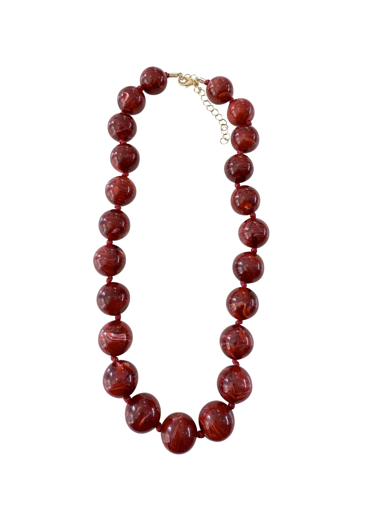 Mabry Chunky Beaded Necklace - Maroon