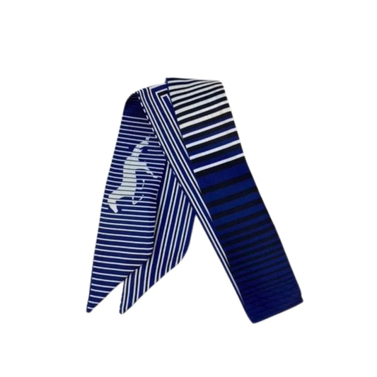 Classic Striped Twilly Scarf - Navy