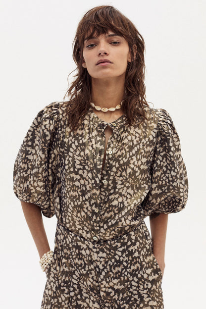 Bubble Linen Shirt - Impala Print