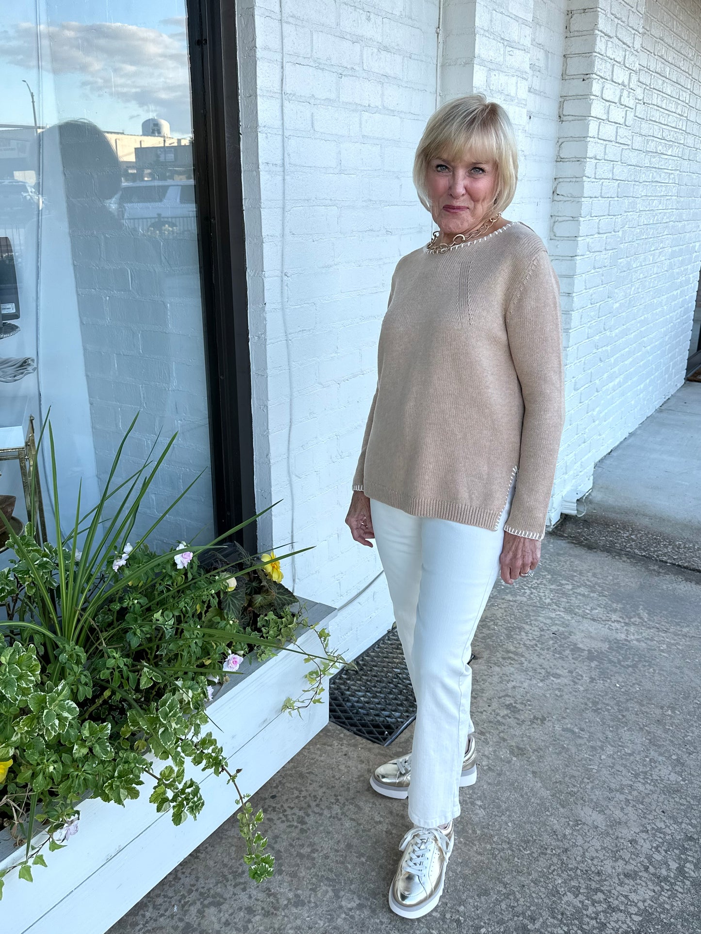 Cotton Cashmere Sweater - Sand