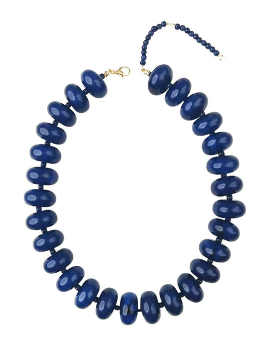 Bailey Chunky Beaded Necklace - Navy
