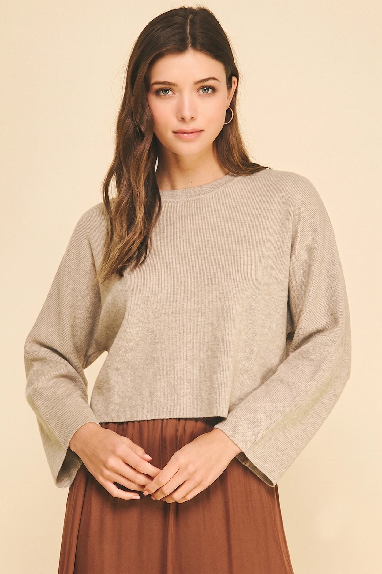 Wide Sleeve Sweater - Taupe