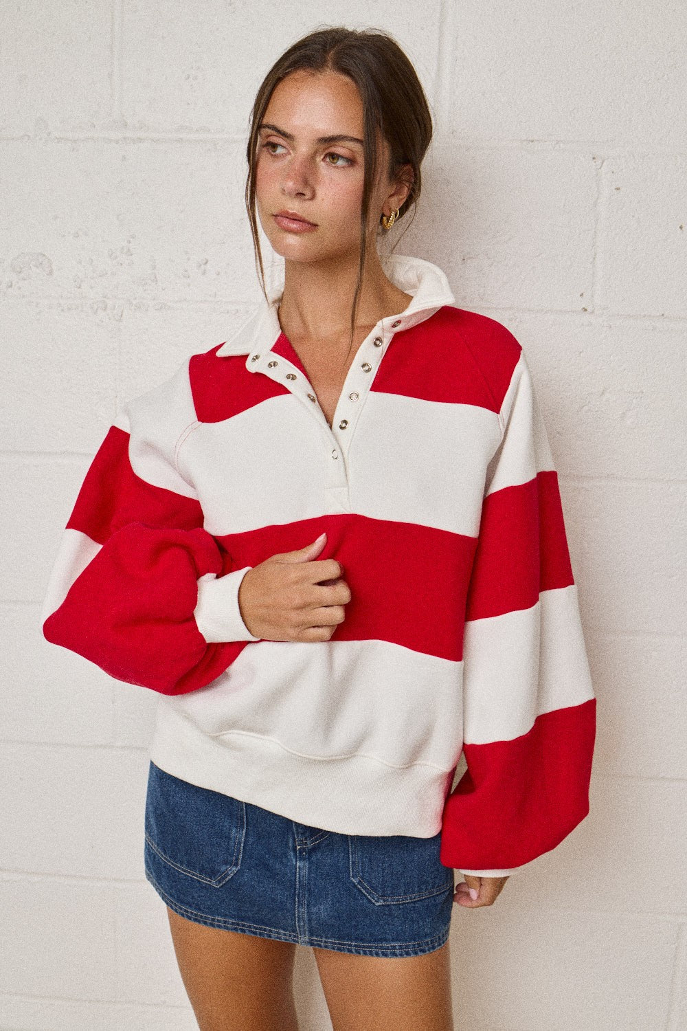 Everly Striped Pullover - Red