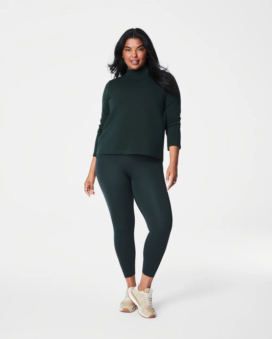 Spanx AirEssentials Mock Neck Pullover Top - Essex Green