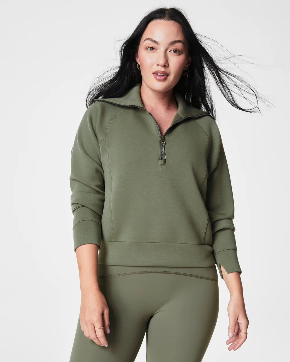 Spanx AirEssentials Half Zip Sweatshirt - Clover