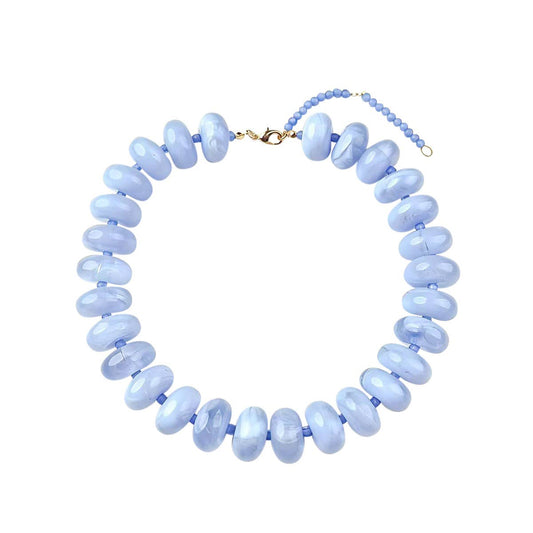 Bailey Chunky Beaded Necklace - Light Blue