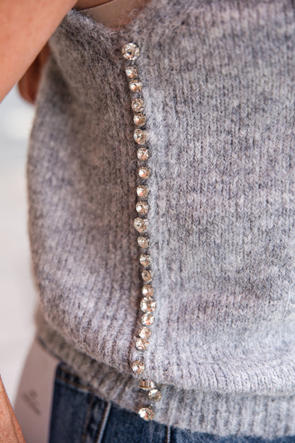 Sleeveless Diamond Gilet - Light Grey