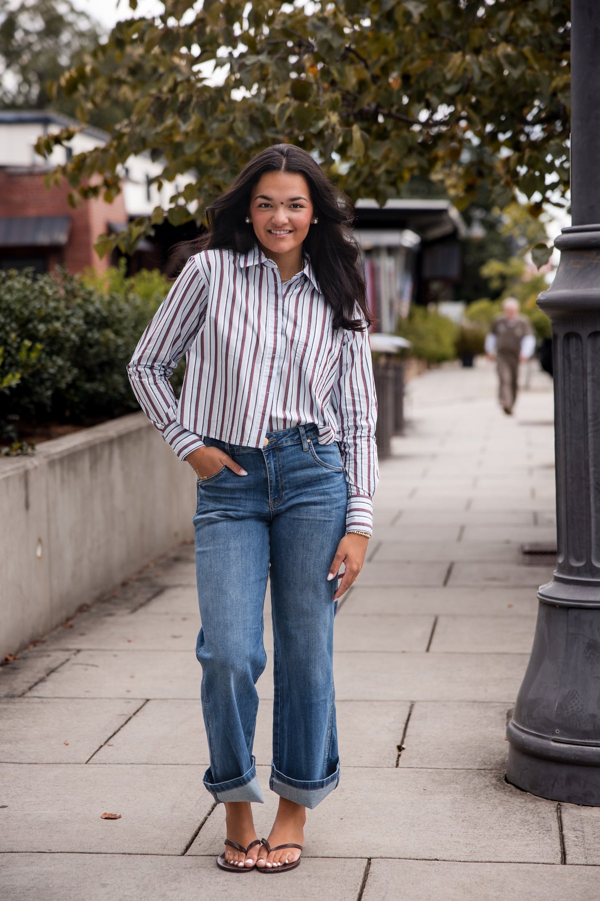 June Crop Button Up Top - Stripe