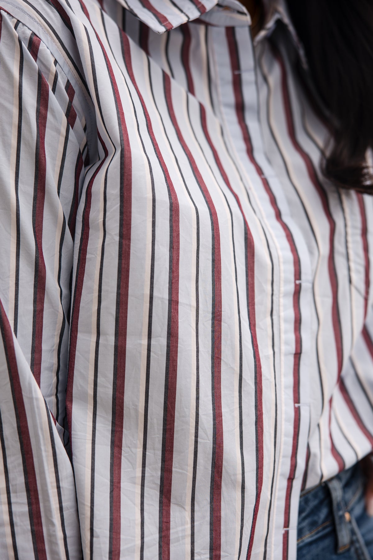 June Crop Button Up Top - Stripe