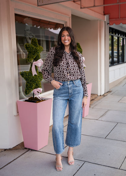 Geometric Bow Blouse