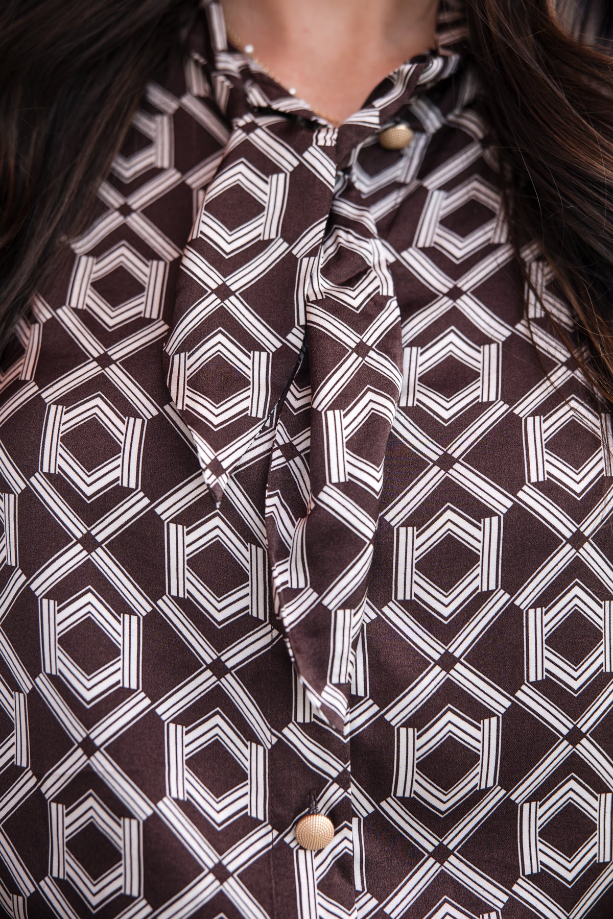 Geometric Bow Blouse
