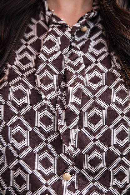 Geometric Bow Blouse