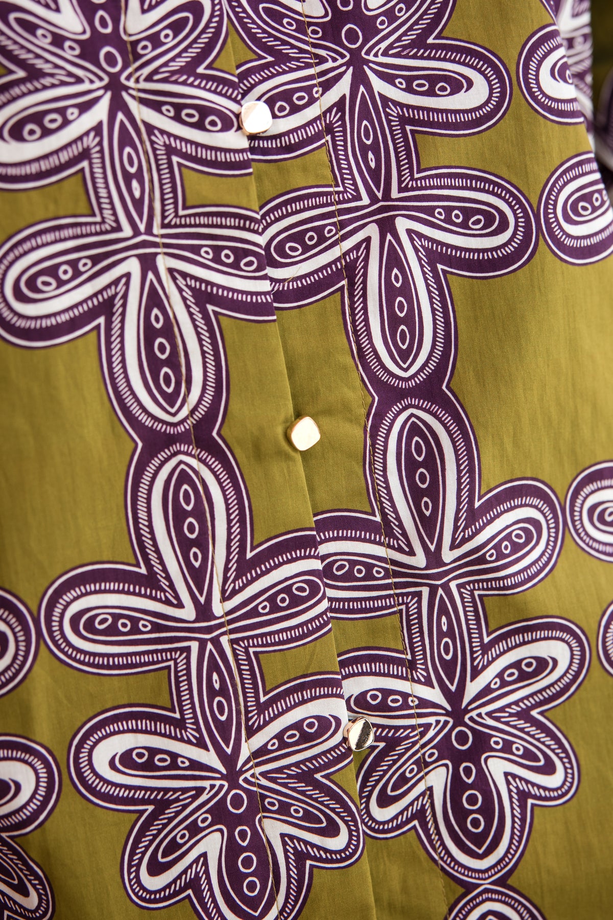 Tie Sleeve Printed Dress - Martini Olive