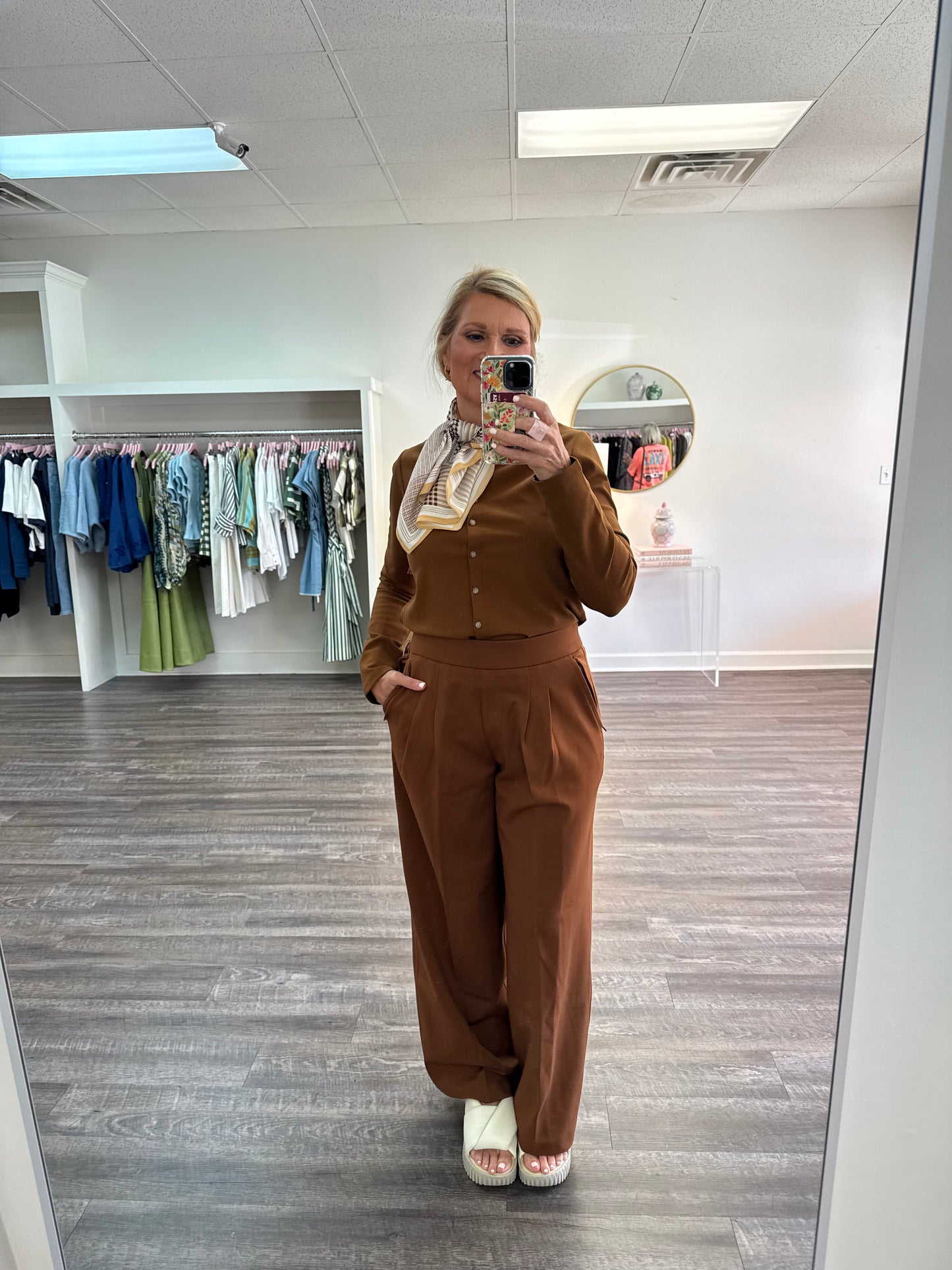 Spanx Ponte Pleated Wide Leg Pant - Brandy