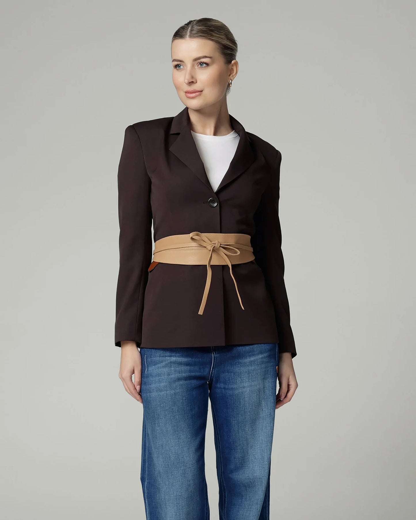 Vita Premium Leather Tie Belt - Camel