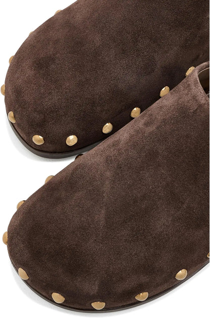 Joney Stud Mule - Dark Brown Suede