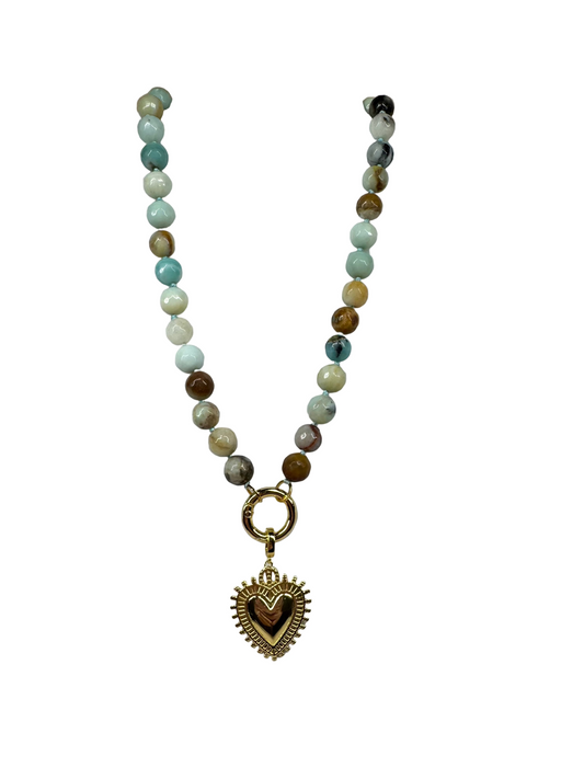 Browns & Blues Heart Necklace