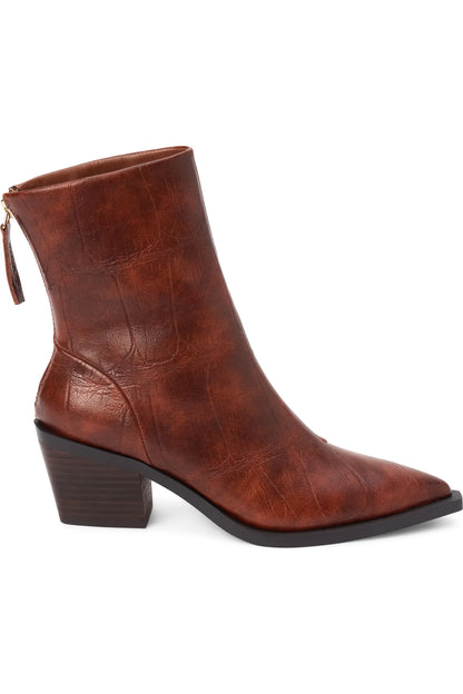 Matteo Croc Embossed Faux Leather Boot - Brown Croc
