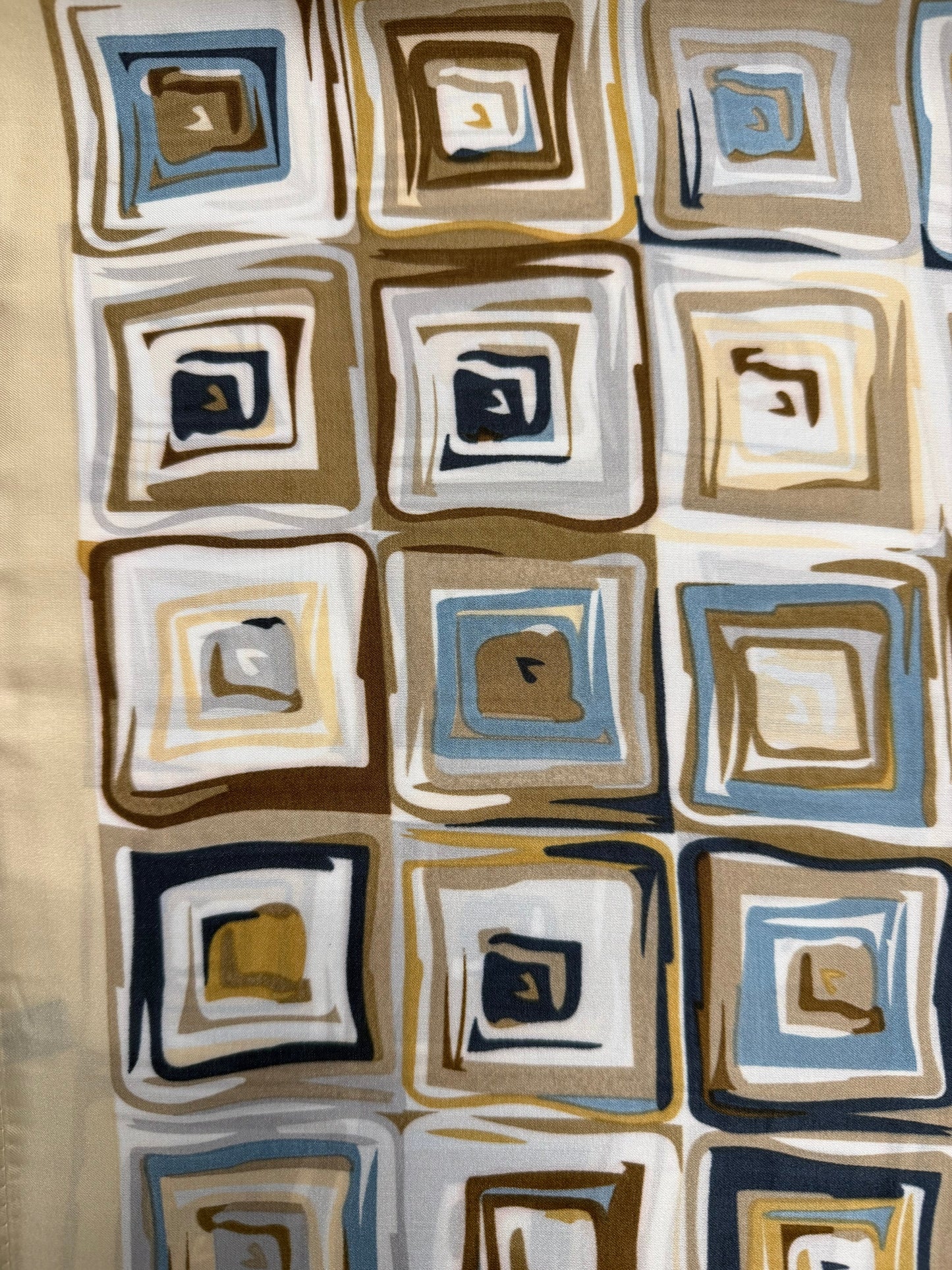 Geometric Pattern of Nested Squares Scarf - Beige