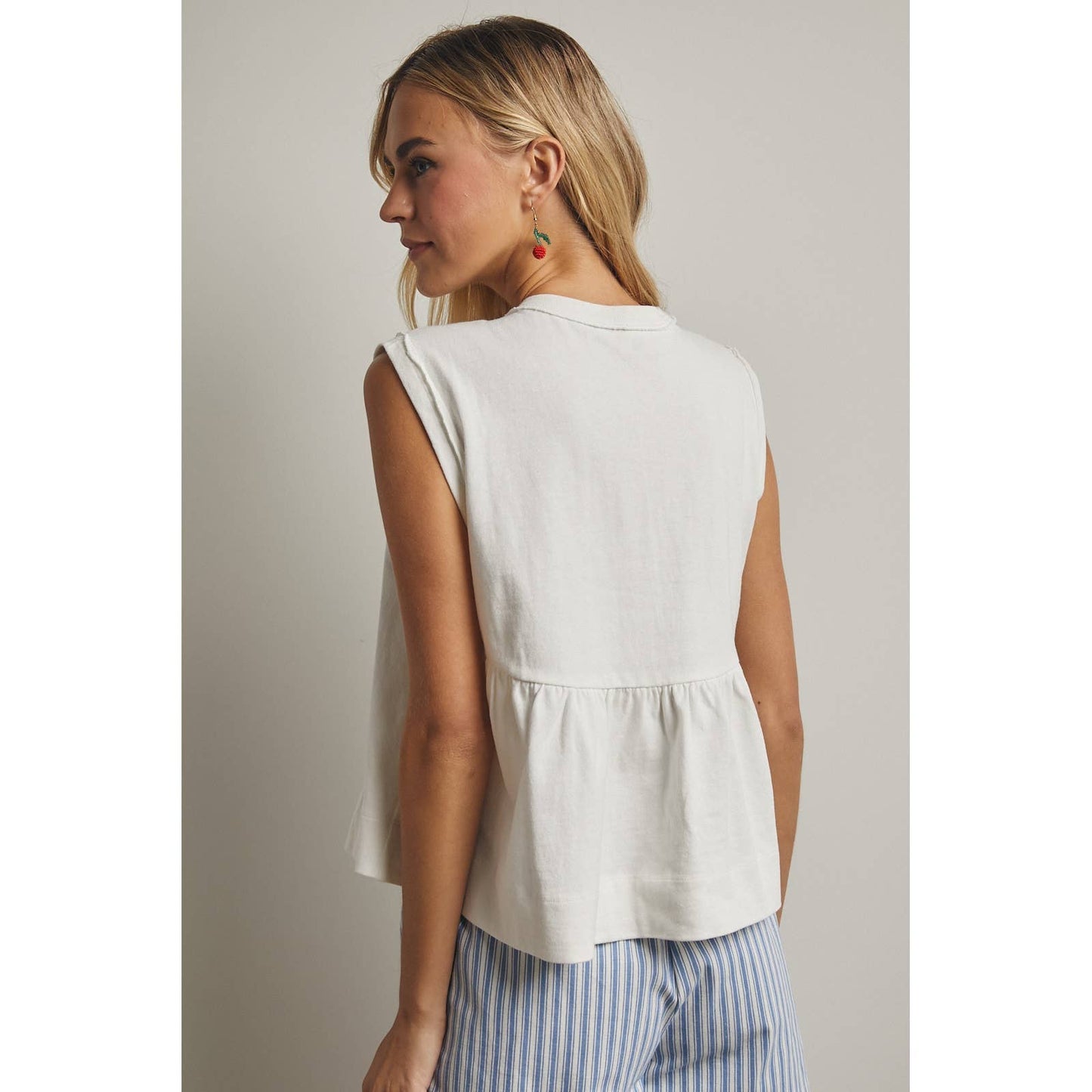 Pleated Tank Top - Off White