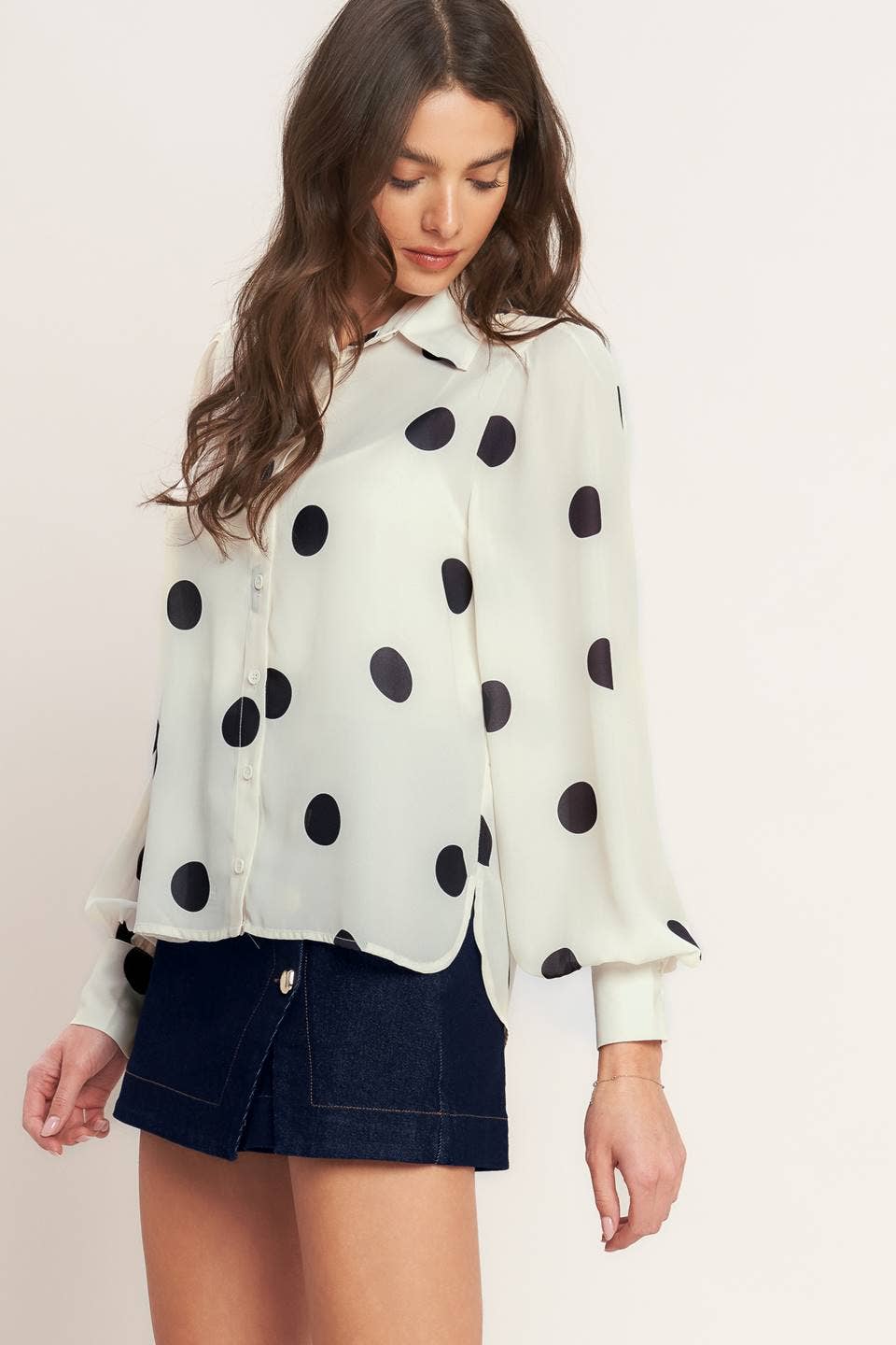 Polka Dot Top - Ivory/Black