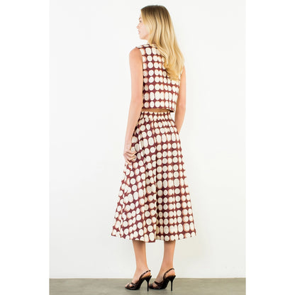 High Waisted Geometric Skirt - Brown
