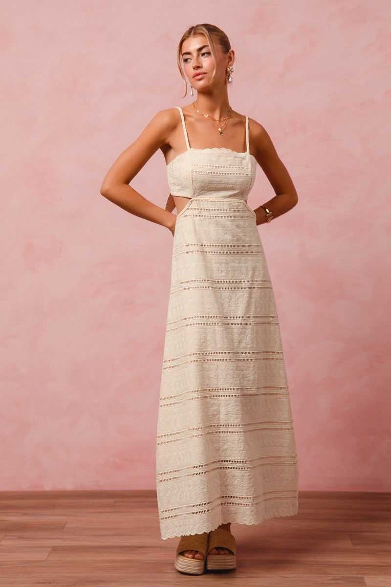 Eyelet Lace Maxi Dress - Natural