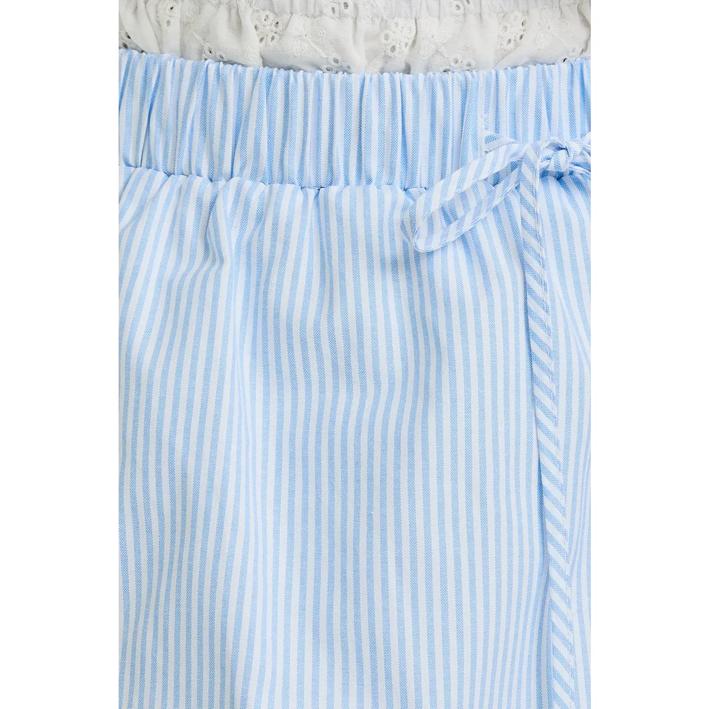 Contrast Waist Mini Skirt - White/Light Blue Stripe