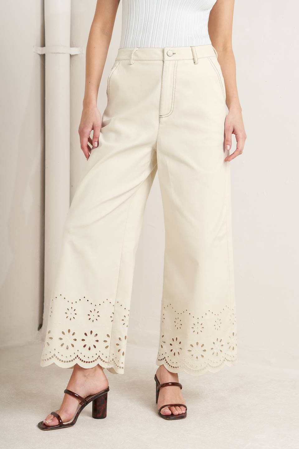 Twill Culotte Pant - Ecru