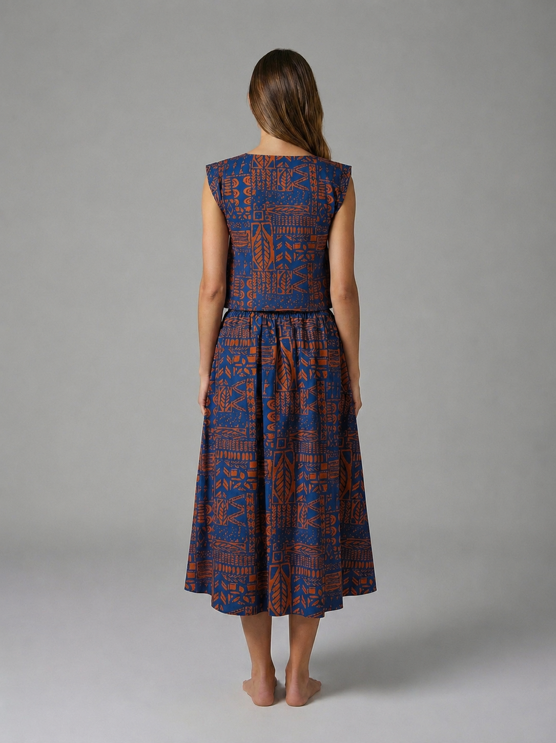 Rustic Edge Two-Piece Skirt Set - Navy