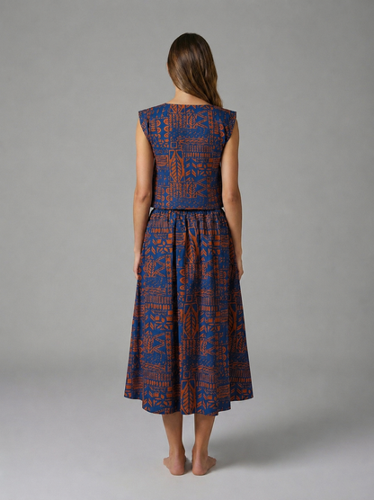 Rustic Edge Two-Piece Skirt Set - Navy