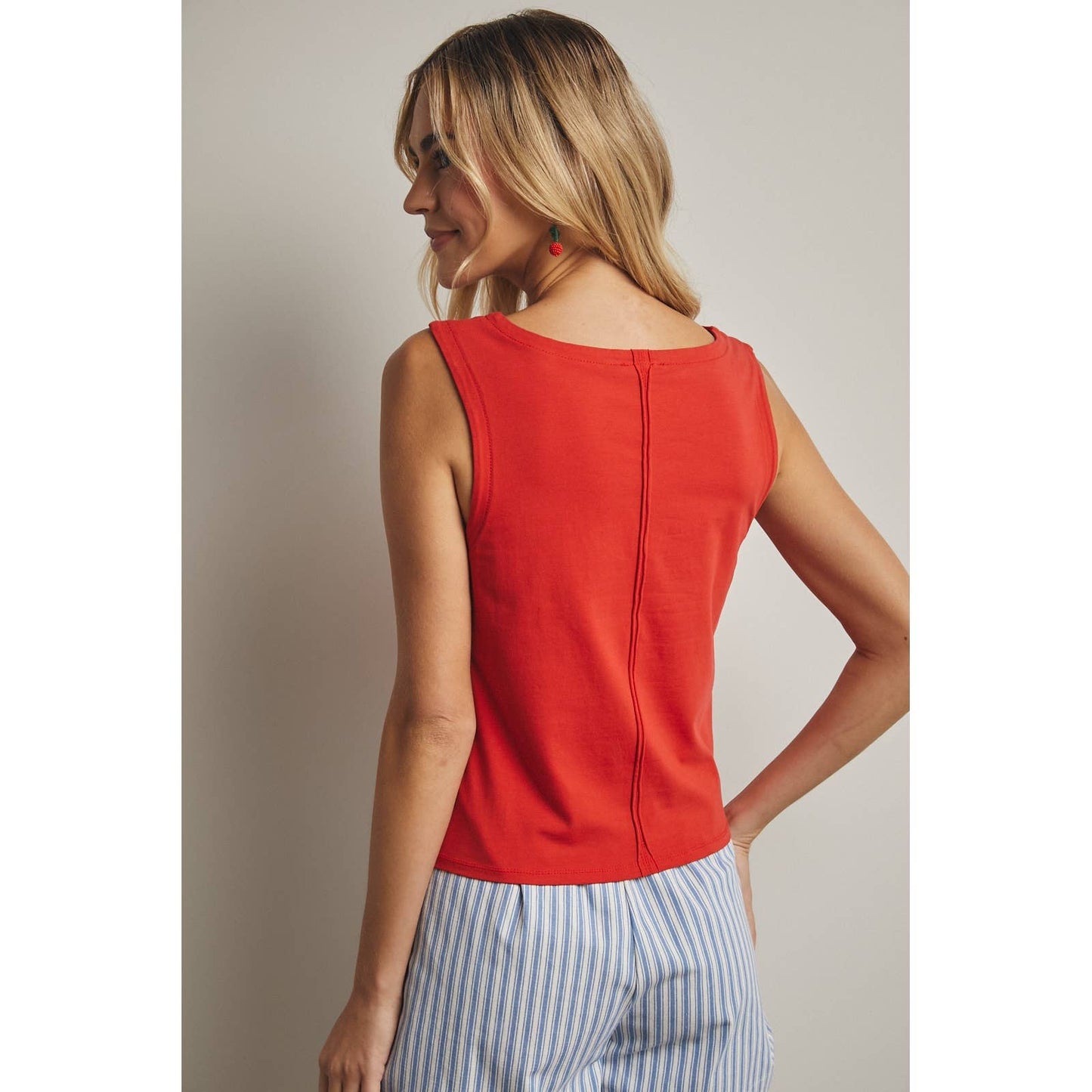 Boat Neck Tank Top - Chili