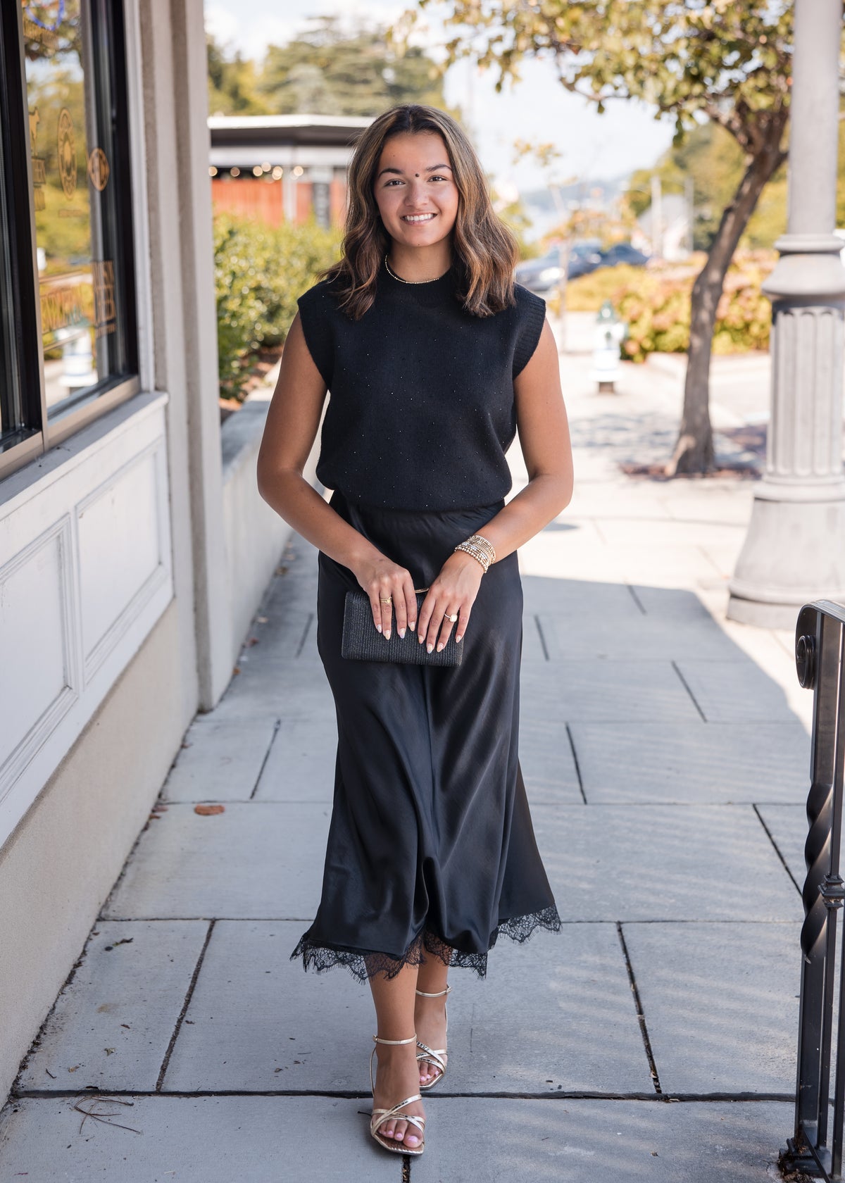 Midnight Lace Midi Skirt - Black
