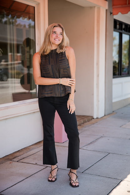 Sleeveless Zebra Stripes Top - Brown