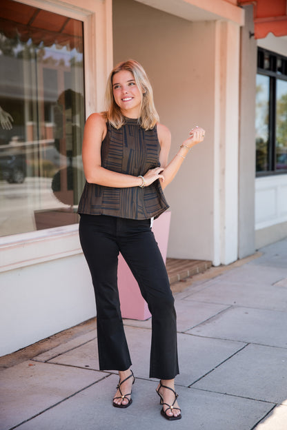Sleeveless Zebra Stripes Top - Brown