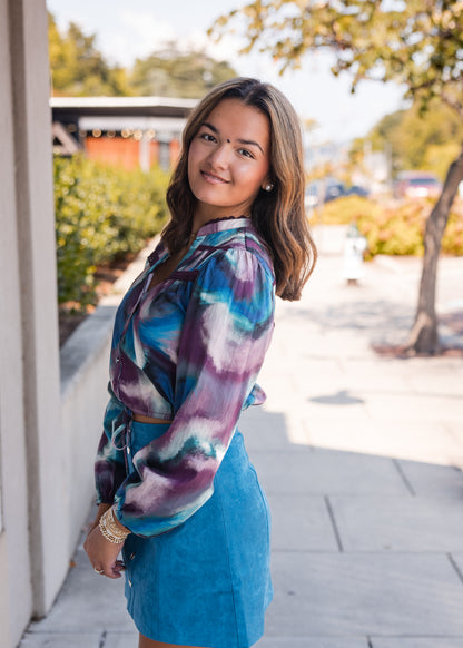 Navy Blouse - Marble Swirl