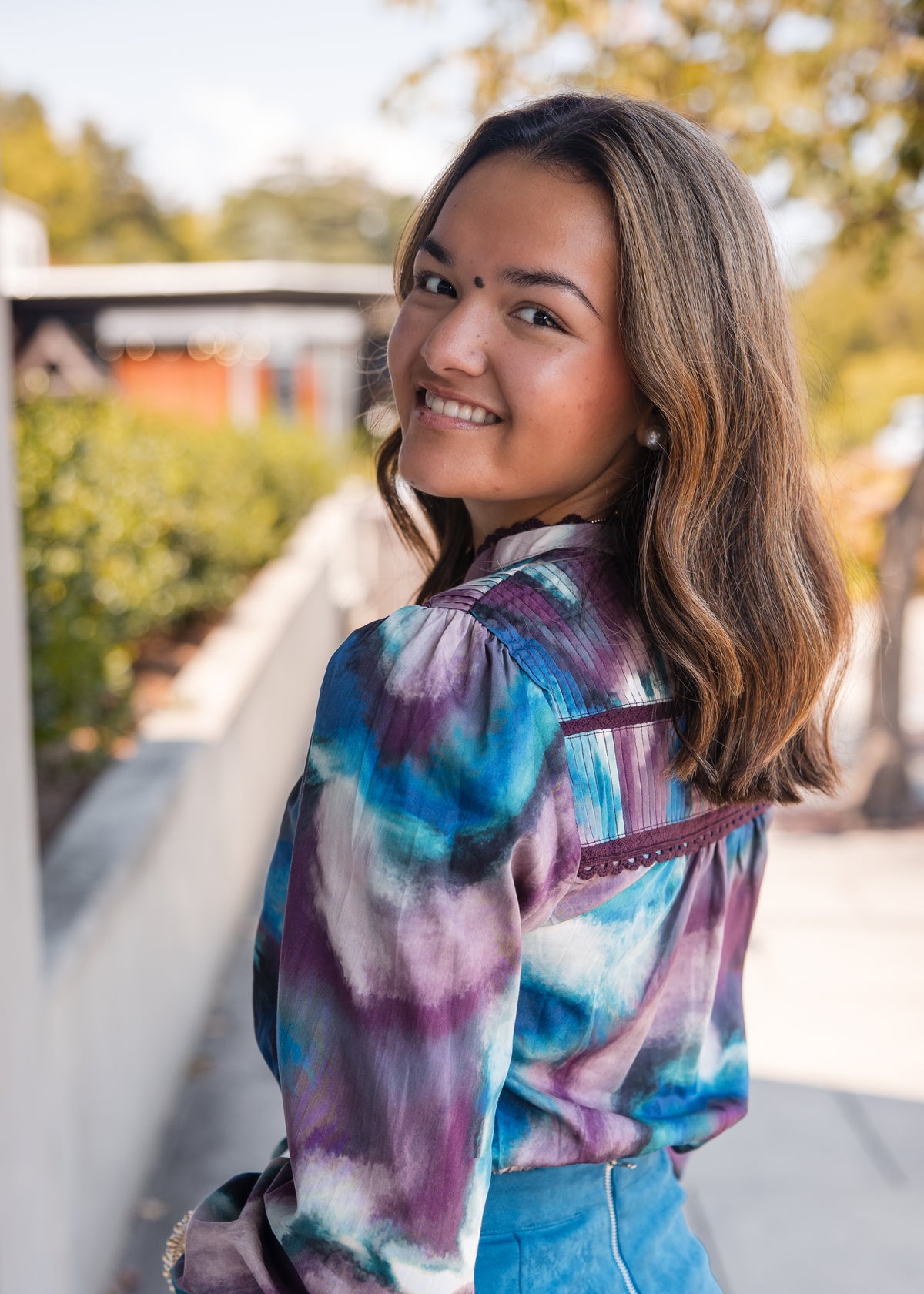 Navy Blouse - Marble Swirl