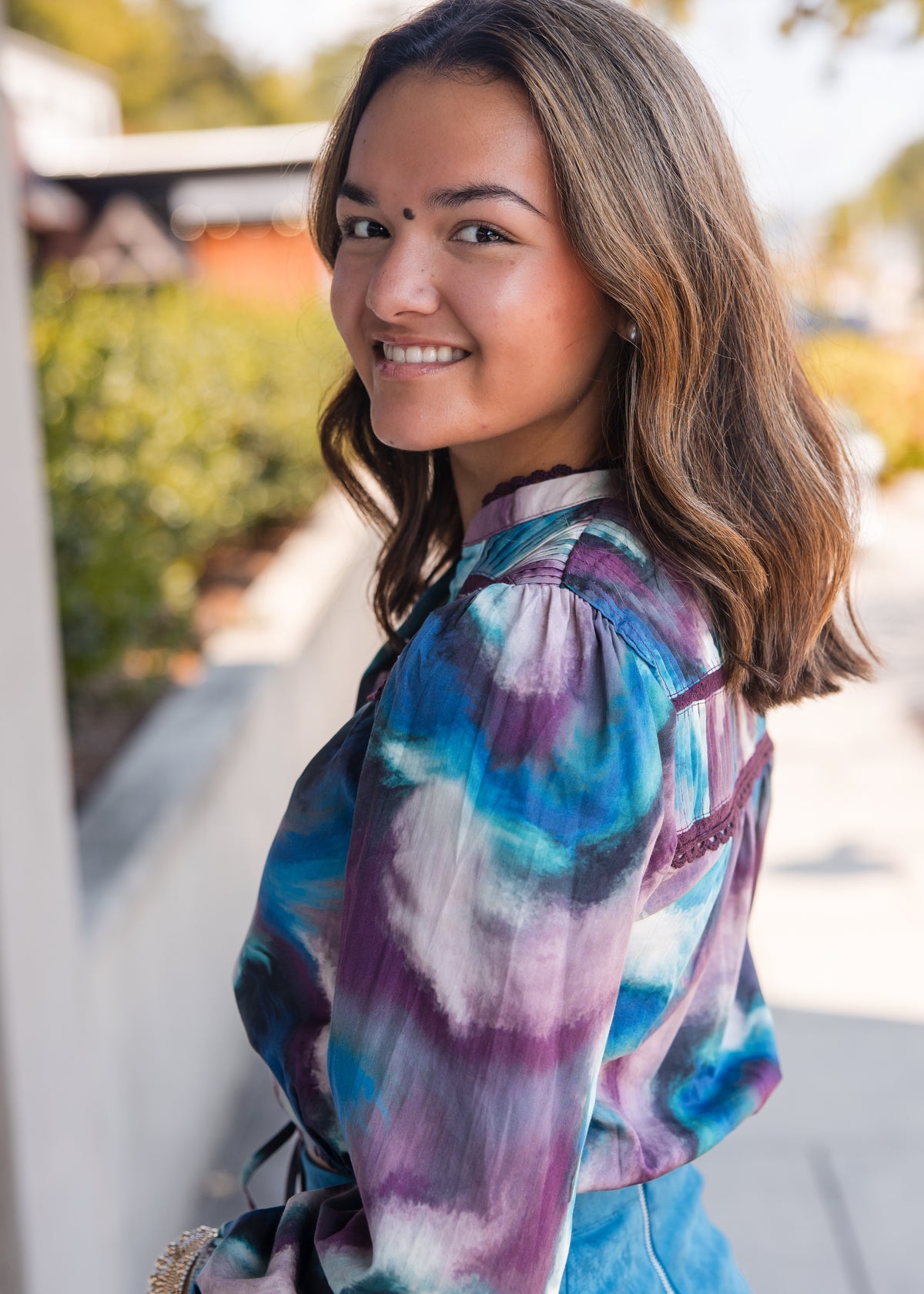 Navy Blouse - Marble Swirl