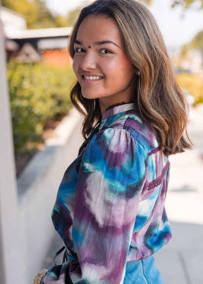 Navy Blouse - Marble Swirl