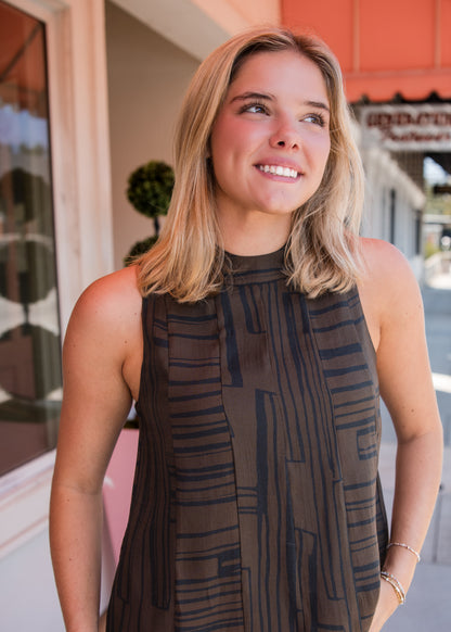 Sleeveless Zebra Stripes Top - Brown