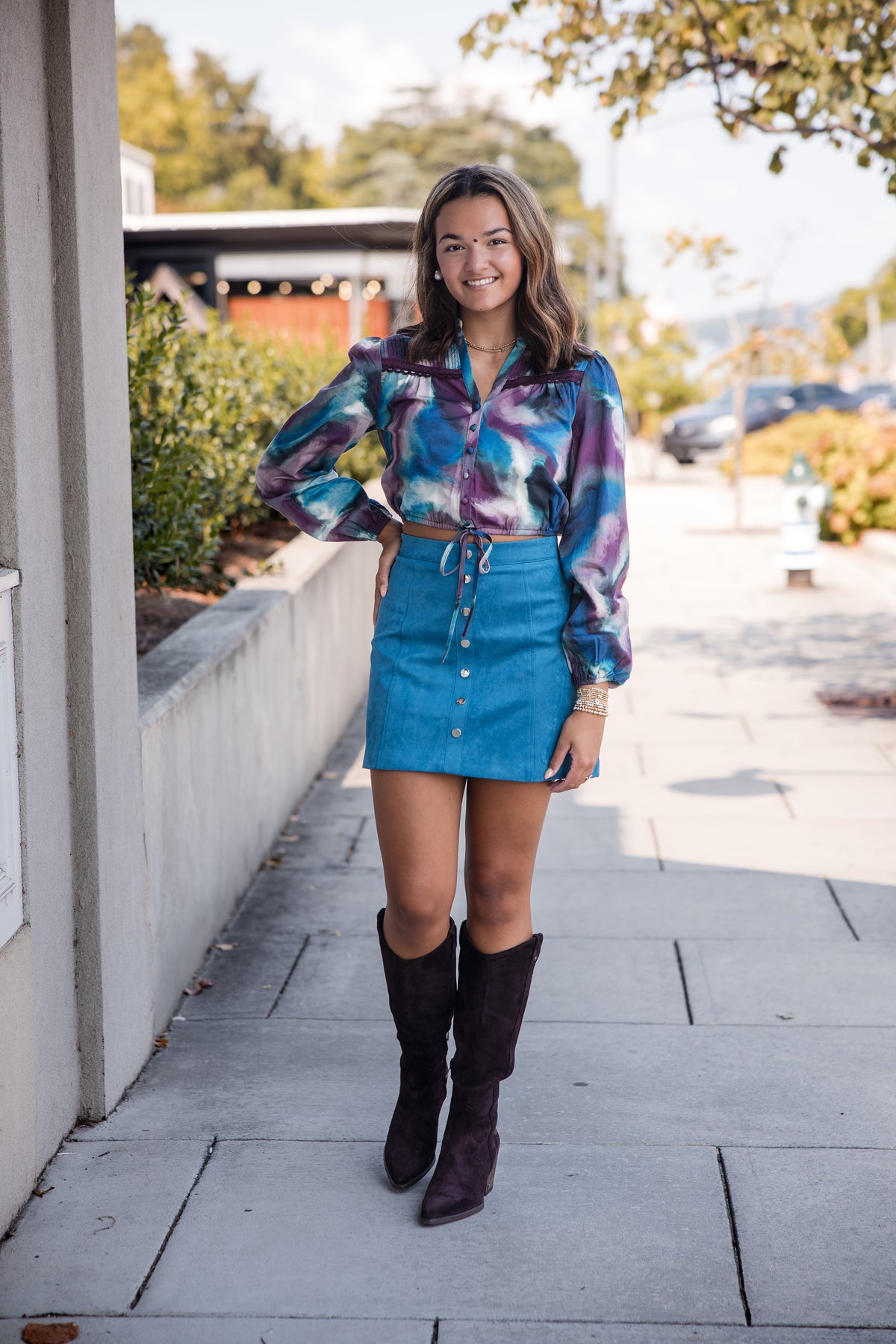Navy Blouse - Marble Swirl