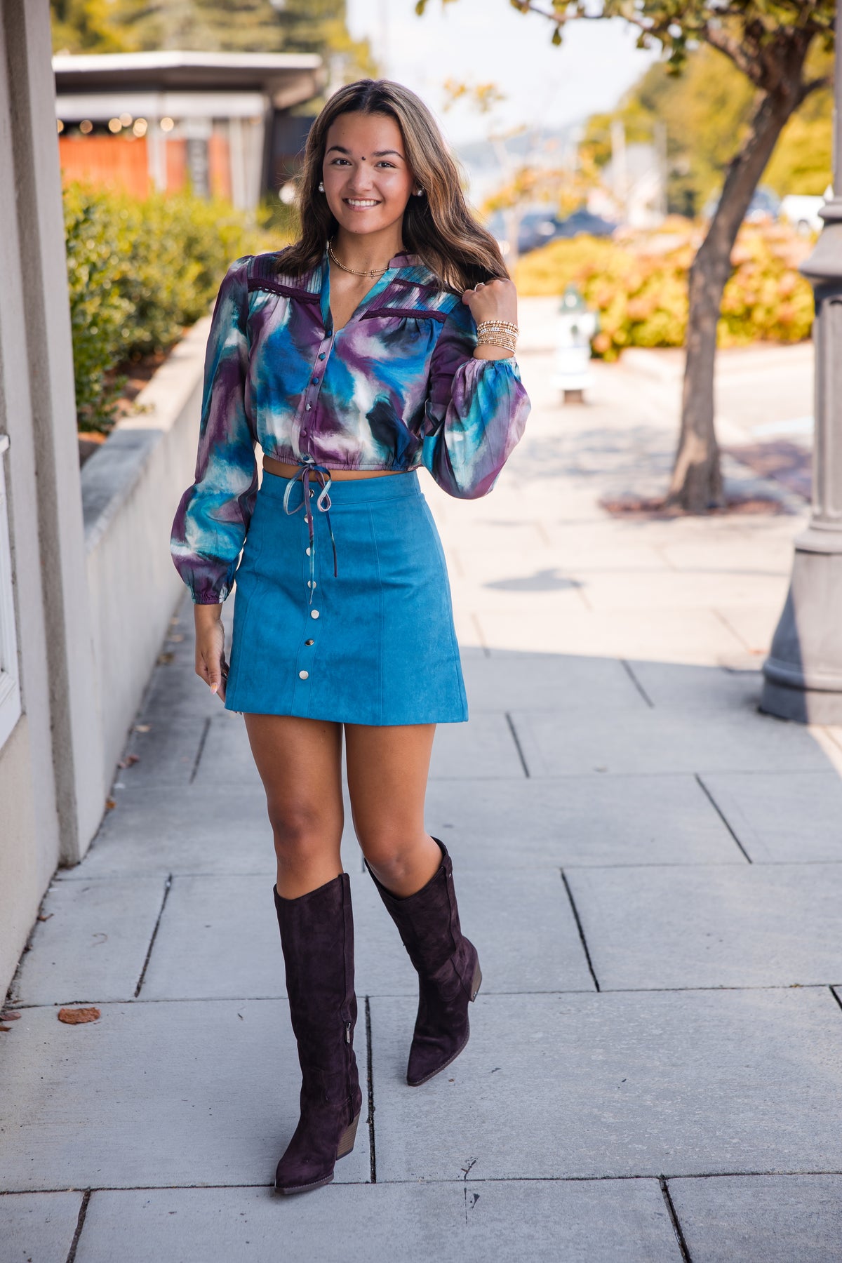 Navy Blouse - Marble Swirl