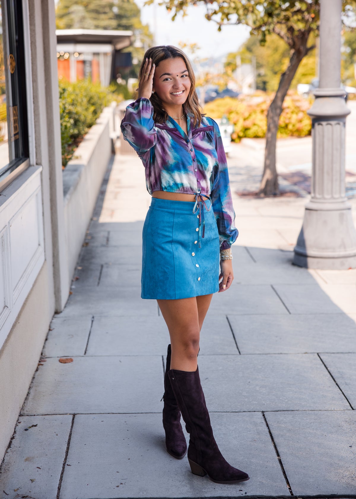 Navy Blouse - Marble Swirl