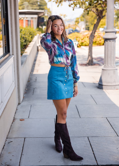 Navy Blouse - Marble Swirl