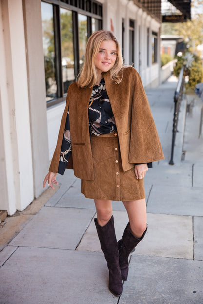 Hugo Short Skirt - Camel Suede
