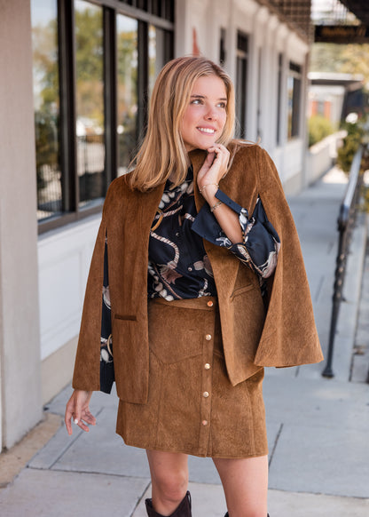 Hugo Short Skirt - Camel Suede