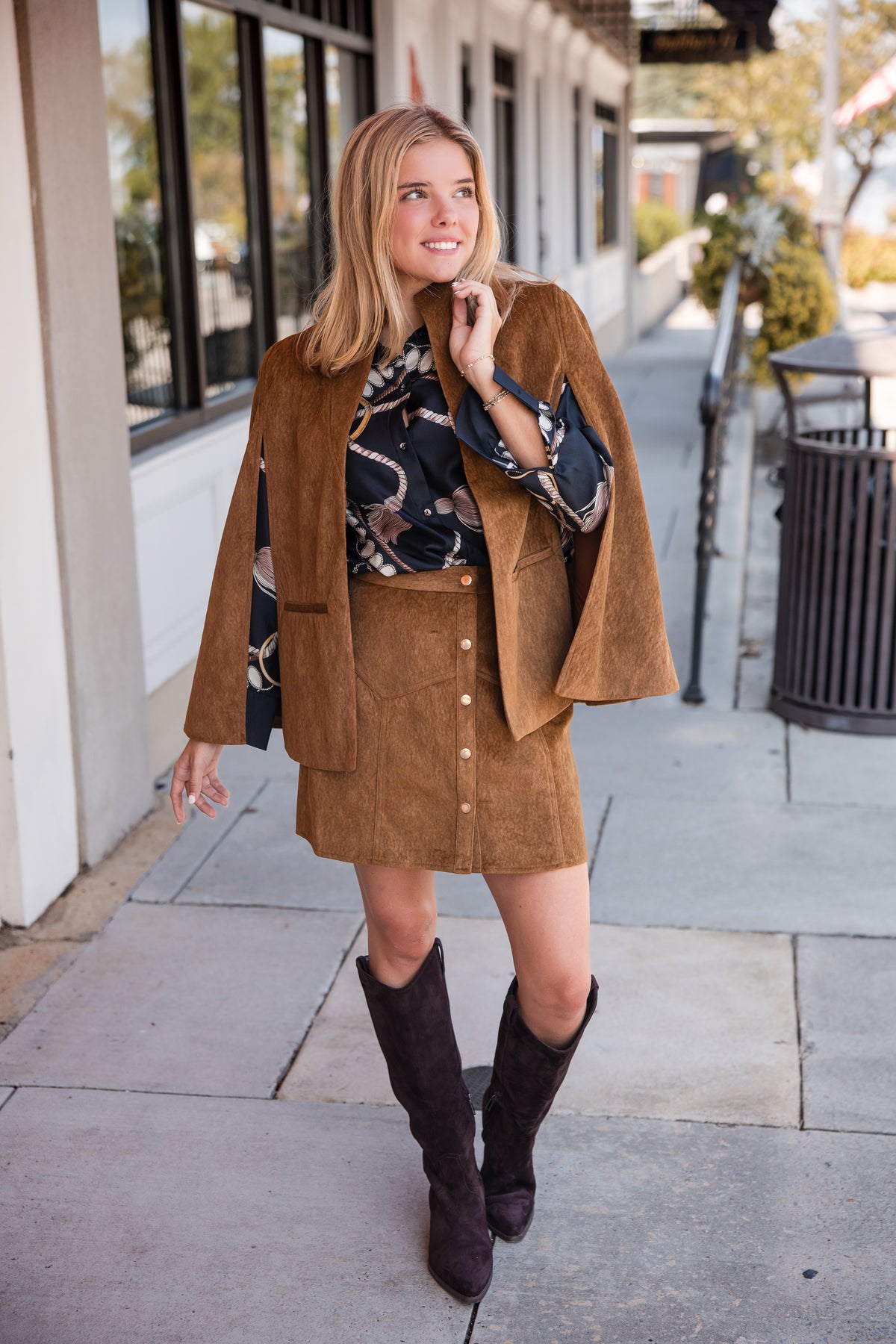 Hugo Short Skirt - Camel Suede