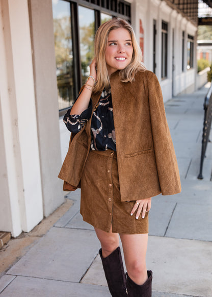 Hugo Short Skirt - Camel Suede